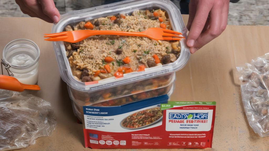 Prepare for any emergency with Ready Hour's Emergency Meal Entrées. These real, non-perishable meals offer 120 servings with a 25-year shelf life, all packaged in a portable, flood-safe container. Perfect for peace of mind and ready for any situation.